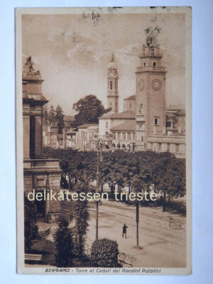 BERGAMO Tower of the Fallen Gardens old postcard