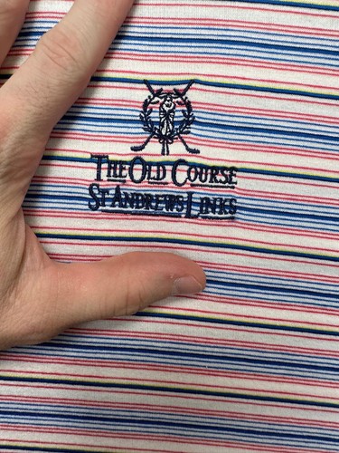 Bobby Jones Shirt Mens 2XL Blue Balance Stripes Casual Polo Short Sleeve Rugby - Picture 7 of 10