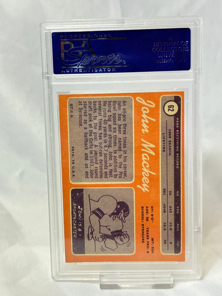 1970 Topps JOHN MACKEY Football Card #62 PSA Graded 7 - Image 2 of 3