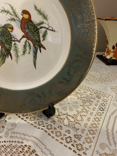 Vintage Decorative Ceramic Serving/cake/ Wall Plate.Gold & parrot pattern - Picture 3 of 7
