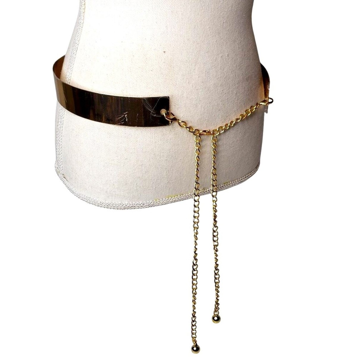 NWOT Gold Metal Chunky Chain Adjustable Statement Belt Women Gold Thick Metal Chain Link Fashion Belt Side Strand  main image 4