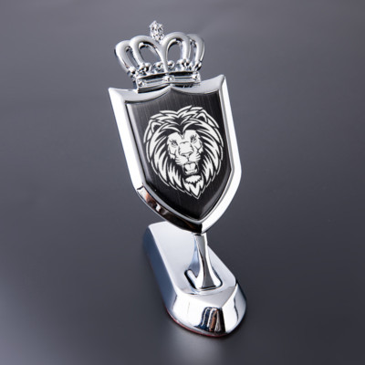 3D Car Motorcycle Chrome Engine Hood Decoration Lion Head Metal Badge