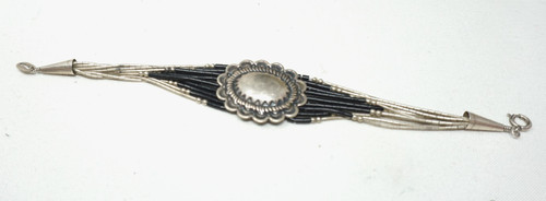 Vintage Liquid Silver Onyx Navajo Bracelet 7.25" Sterling Silver