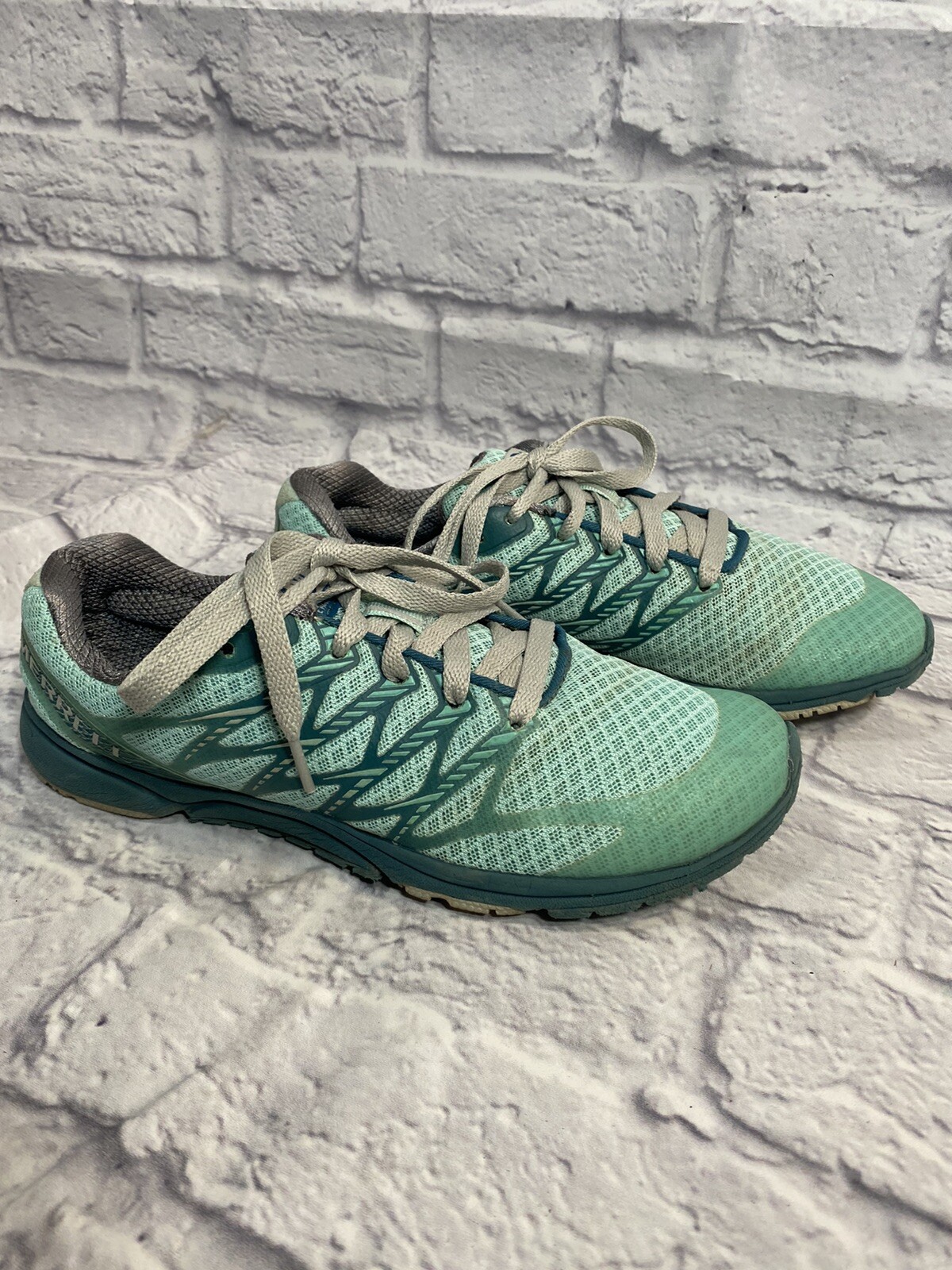 Scarpe da trail running Merrell da donna ad accesso nudo taglia 7 5 verde acqua J559584