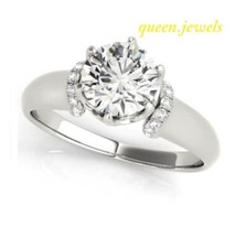 2.97CT Lab-Created Round Cut Diamond 14K White Gold Over Engagement Wedding Ring