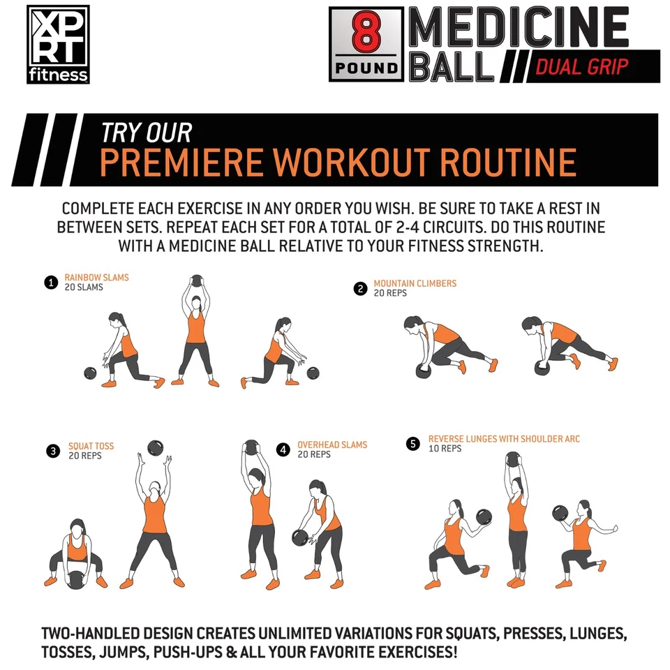 Bola medicinal XPRT fitness 10 lb aderência dupla texturizada bola de exercício treinamento básico - Imagem 4 de 4