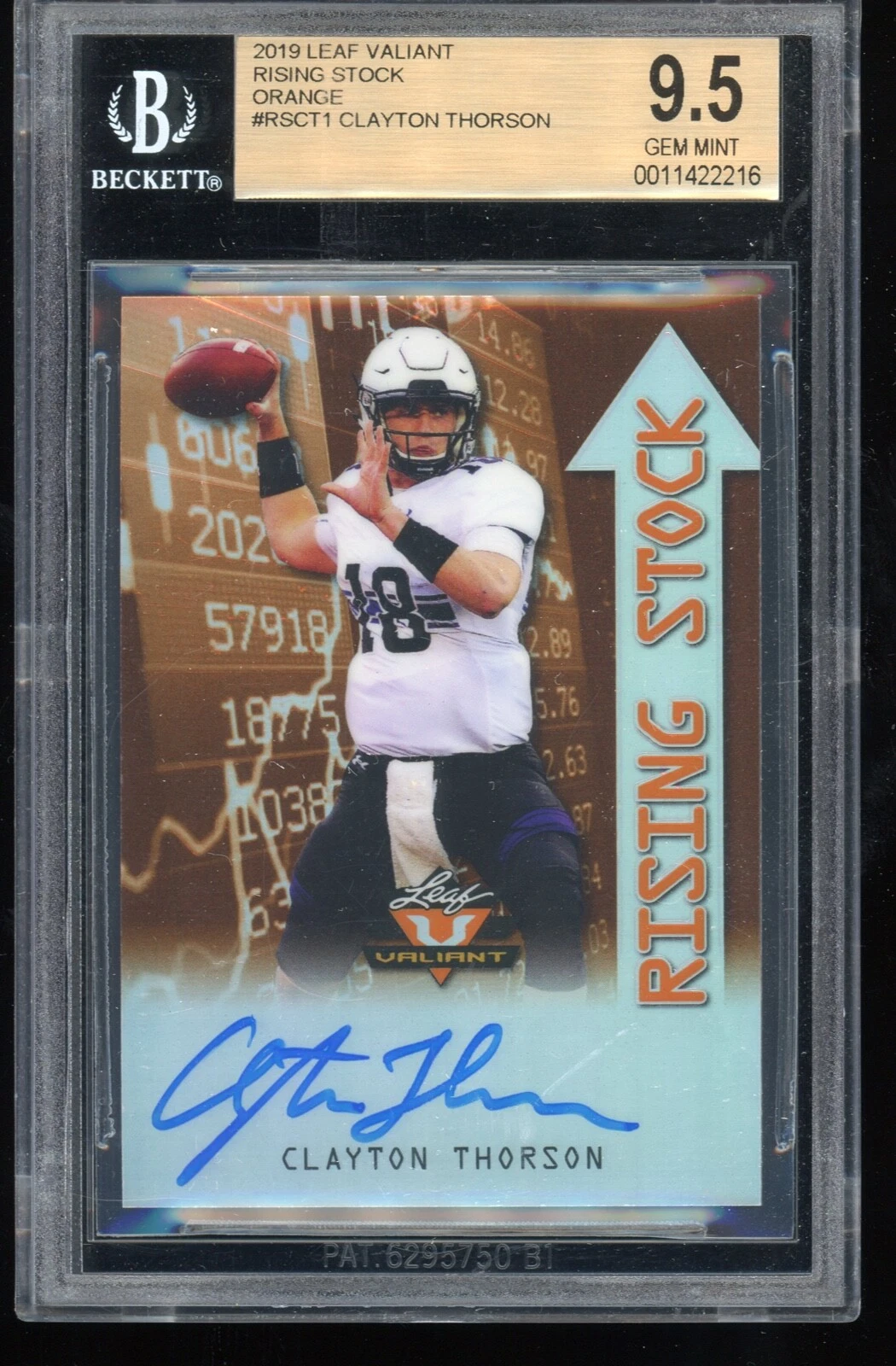 Clayton Thorson Leaf Valiant Rising Stock Autographs #RSCT1 Red-1/1