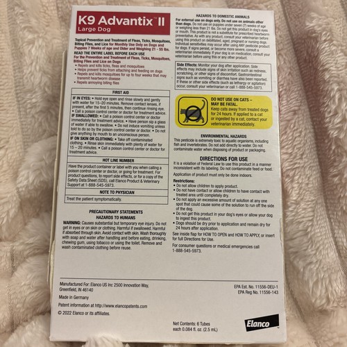 K9 Advantix II Large Dog 21-55 lbs 6-pack - Picture 2 of 7