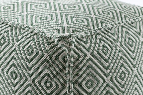 Modern beautiful POUFFE "SQUARE" for sitting 50x50x50 cm cream / green BOHO - Picture 4 of 6