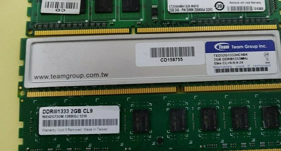 5x 2GB 2Rx8 PC3-10600U Desktop Memory: 2x M378B5673GB0-CH9 CT25664BA1339.M8FD... - Image 2 of 3