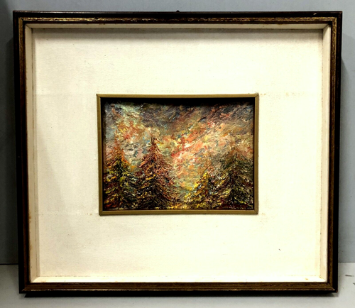 QUADRO DIPINTO OLIO TAVOLA MATERICO ASTRATTO Oswald Julie INCANTESIMO NOTTURNO - Foto 1 di 10