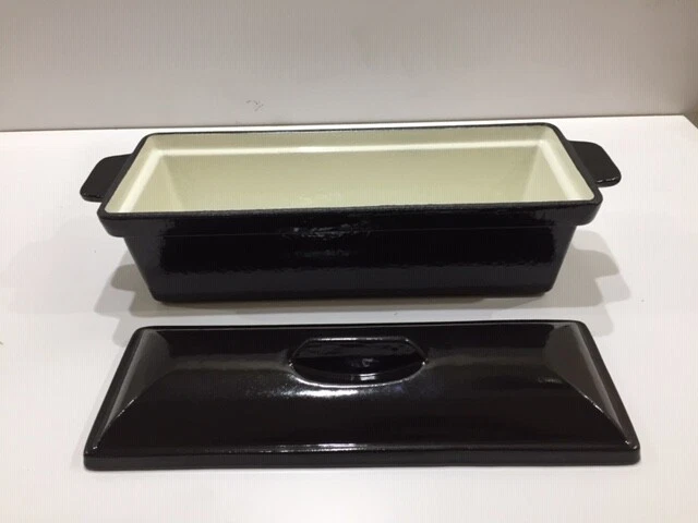 Black Enamel Cast Iron Cooking Pot Stock Pot Terrine Dish Bread Tin Stew Pot Pan