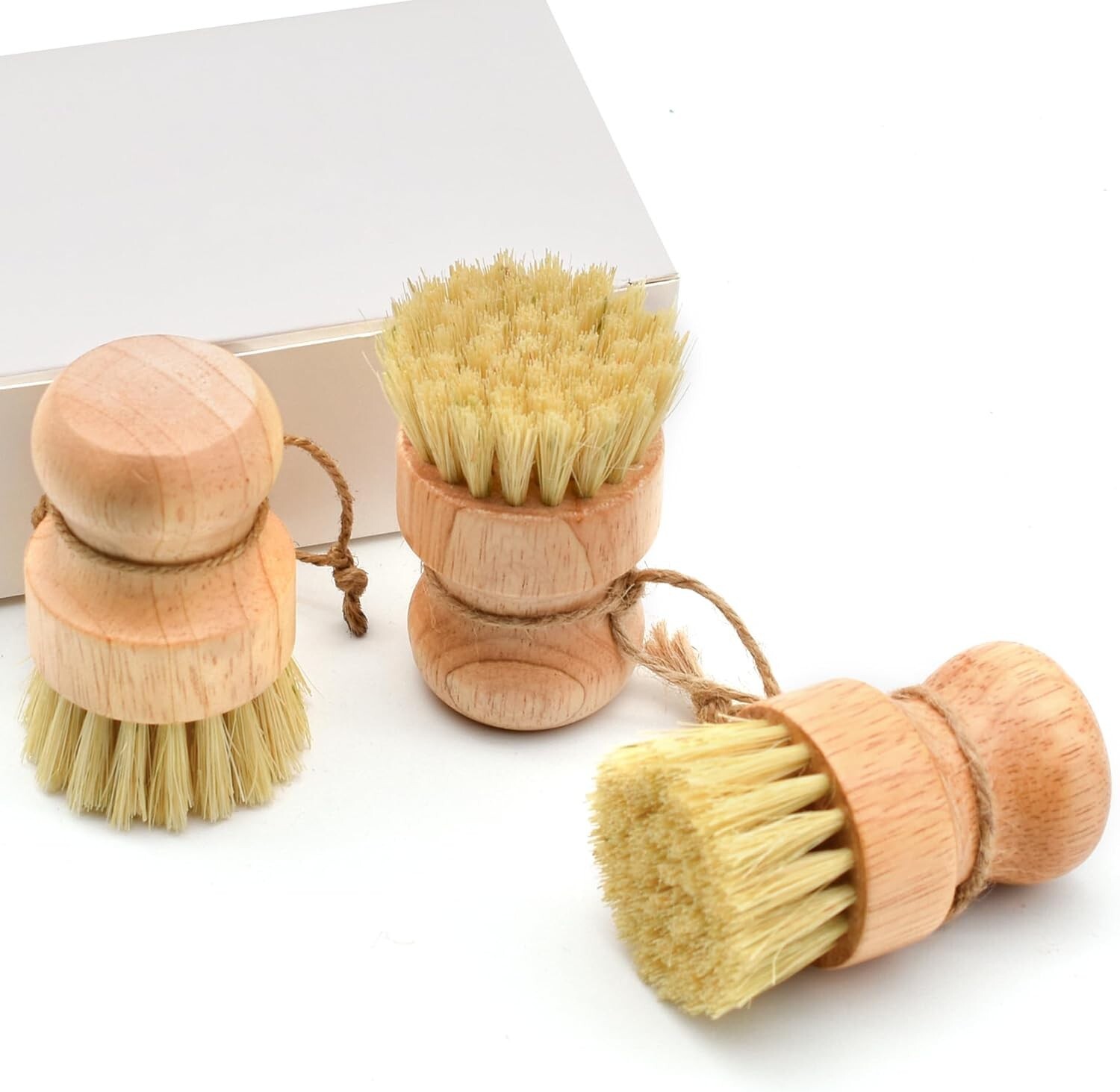 3PCS Mini Dish Brush Natural Cleaning Scrubber Set for Washing Cast Iron Pots
