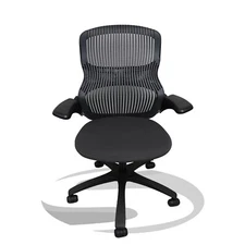 Knoll Generation Black and Chrome with Pebble Fabric Seat
