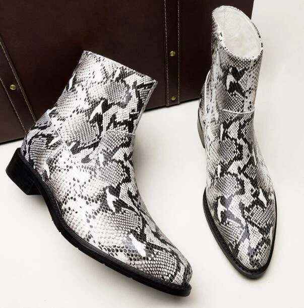 Mens white store snakeskin boots