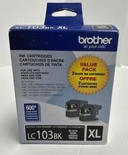 Brother LC103BK XL Cartridge 2 PACK Black NIB OEM Exp 09/26, free shipping