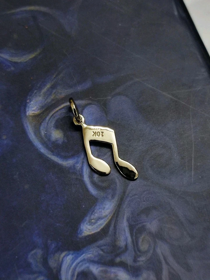 Dije Nota Musical "Alabanza" Grabado Minimalista Delicado Colgante Oro Blanco 14k Foto 3 de 4