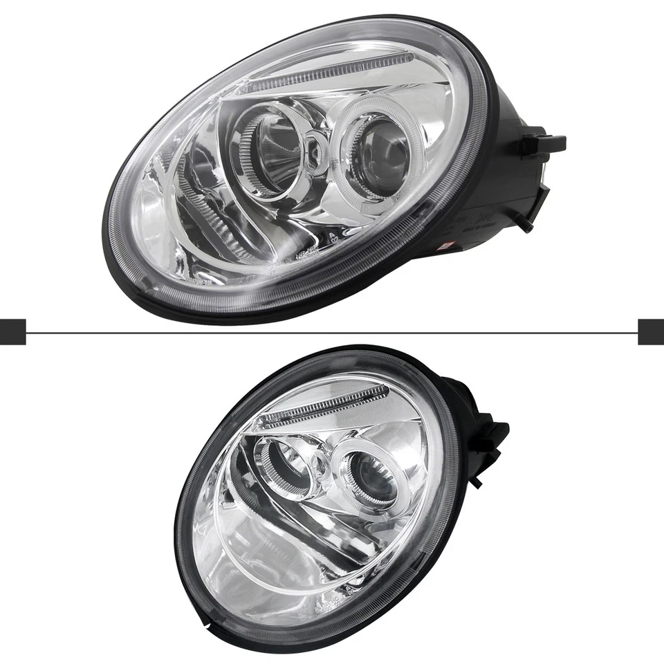 Projector Headlights Fits 1998-2005 VW Volkswagen Beetle LED Halo Left+Right Foto 4 de 4