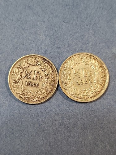 Schwedische Silbermünzen 1/2 Franc 1946 und 1952 - Bild 2 von 6