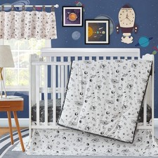 Milky Way Space Galaxy 3-Piece Baby Boy Girl Nursery Crib Bedding Set with Sp...