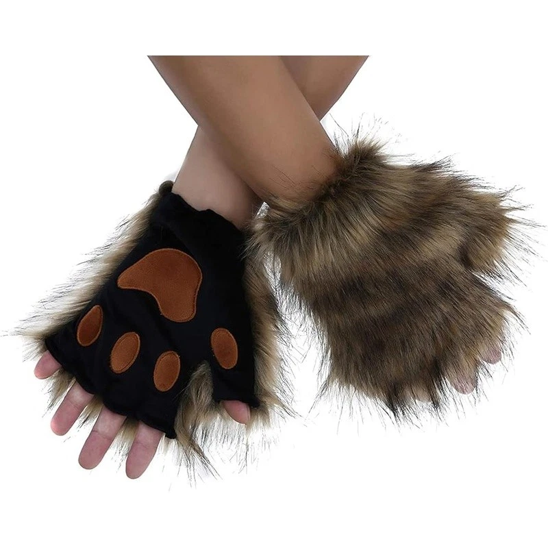 Conjunto de Disfraz de Animal de Piel Sintética Cola Ajustable Diadema Guantes Fiestas de Halloween EE. UU. Foto 4 de 4