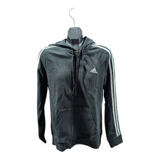 Adidas Women's 3 Stripe Essential French Terry Full Zip Hoodie - Black - GL0792