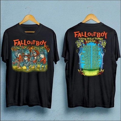Vintage Fall Out Boy Band 2 Sides Young wild Things Black S to 5XL Shirt EM204