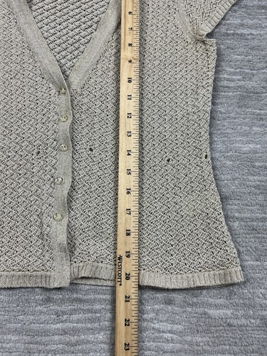 Sigrid Olsen Sweater Womens Medium Beige Metallic Silk Blend Crochet - Picture 5 of 10