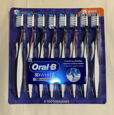 Oral-B 3D White Pro Advanced Toothbrush, Soft Bristle, 8-pack ** NEW **