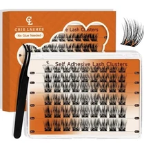 Self Adhesive Eyelashes 54 PCS D Curl Lash Clusters 10-16mm Pre-Glued Lashes