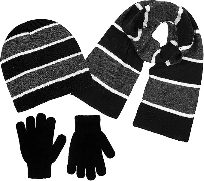 Big Boy 3 Piezas Sombrero Guante Bufanda Conjunto DISEÑO Colores Invierno Clima Frío-Niños Gorro Foto 2 de 4