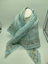 Light Mint Floral Paisley Head Neck Scarf Vintage Women's 30" X 30" Beautiful