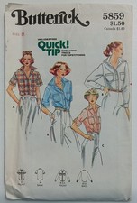 Vintage 1980s Butterick Pattern 5859 Women's Sz 8 Shirt Top Blouse Cut Complete