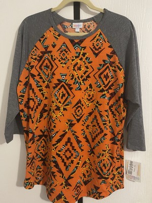 LuLaRoe Randy Women s Geometric Pattern Raglan 3/4 Sleeve Top
