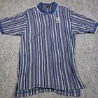 Nike Golf Shirt Mens Large Blue Striped Dominion Open Nike Tour Polo