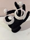 VINTAGE 1980'S ELLEN DESIGNS RED ON WHITE POLKA DOTT ENAMEL DANGLE CLIP EARRINGS — photo 5