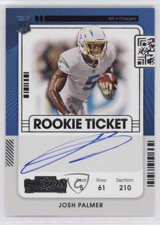 2021 Panini Contenders Rookie Ticket RPS Josh Palmer #124 Rookie Auto RC