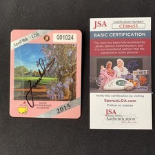 Jordan Spieth Signed 2015 Masters Badge (Champion) Augusta National JSA #CE88455