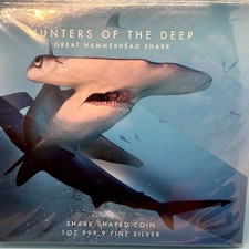 Shark Silver Coin - Hammerhead Shark- PAMP Hunters of the Deep Collection - 1 Oz