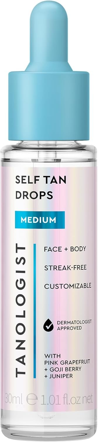 Tanologist Self Tan Drops Medium (30 ml) Add Self Tanning Drops to Skin Care Fo