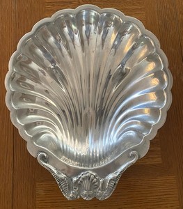 Arthur Court Aluminum Scallop Shell & Seahorse Vint 1970 Round Bowl Centerpiece