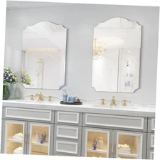 Large Arched Mirror Wall Decor Set of 2 Vanity Antique Silver Glass 36"x24"