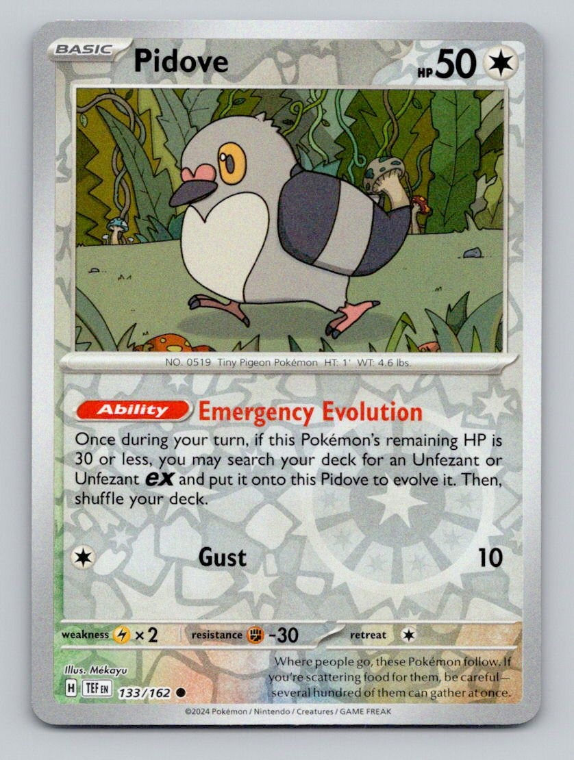 Pidove 133/162 Common Temporal Forces Pokemon Reverse Holo Near Mint