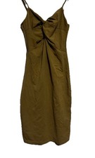 Forever 21 Women’s Olive Green Bodycon Midi Dress Twist Front Spaghetti Strap S