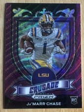 Ja'Marr Chase 2021 Prizm Draft Picks Crusade Purple WAVE Rookie Card #162 (6474)