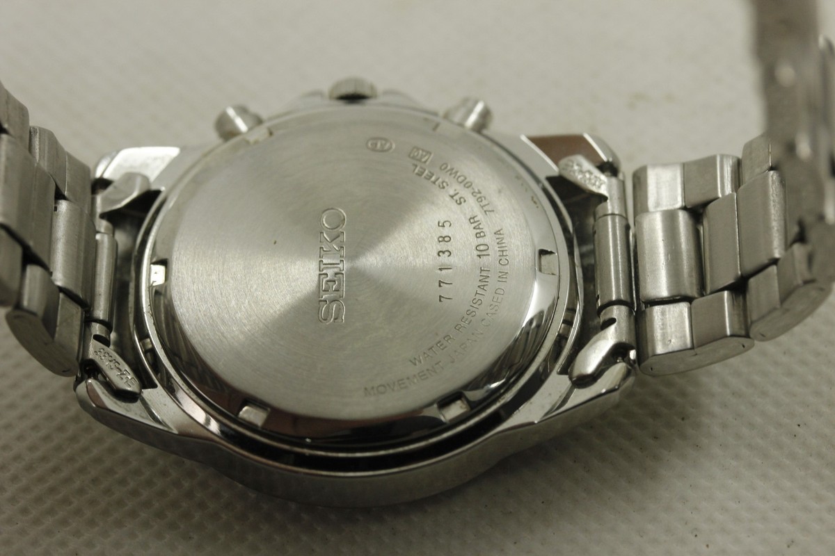 SEIKO 7T92-0DW0 Chronograph Watch 100m Quartz Mens Black From