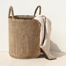 Olly & Rose Large Premium Handwoven Jute Handmade Storage and Laundry Basket wit