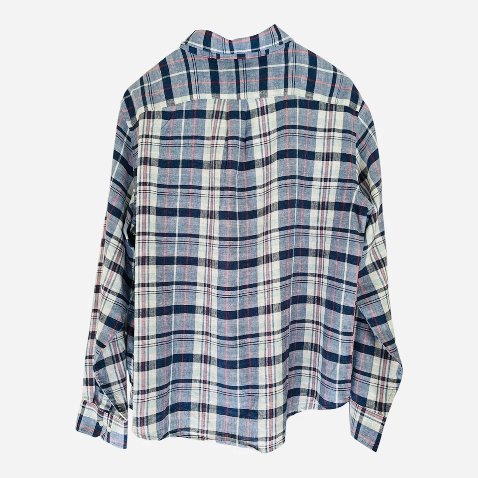 Camisa Daniel Hechter Paris Para Hombre XXL Manga Larga A Cuadros Abotonada Mezcla de Lino Nueva con Etiquetas Foto 3 de 4