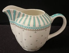 Graces Teaware Polka Dot & Stripe Ceramic Creamer Dishwasher Safe