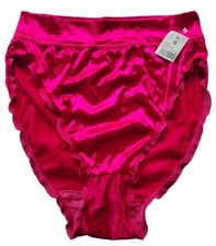 VTG 90s Second Skin Satin Panties 7 High Rise Slippery Pink Ultra Rare Silky